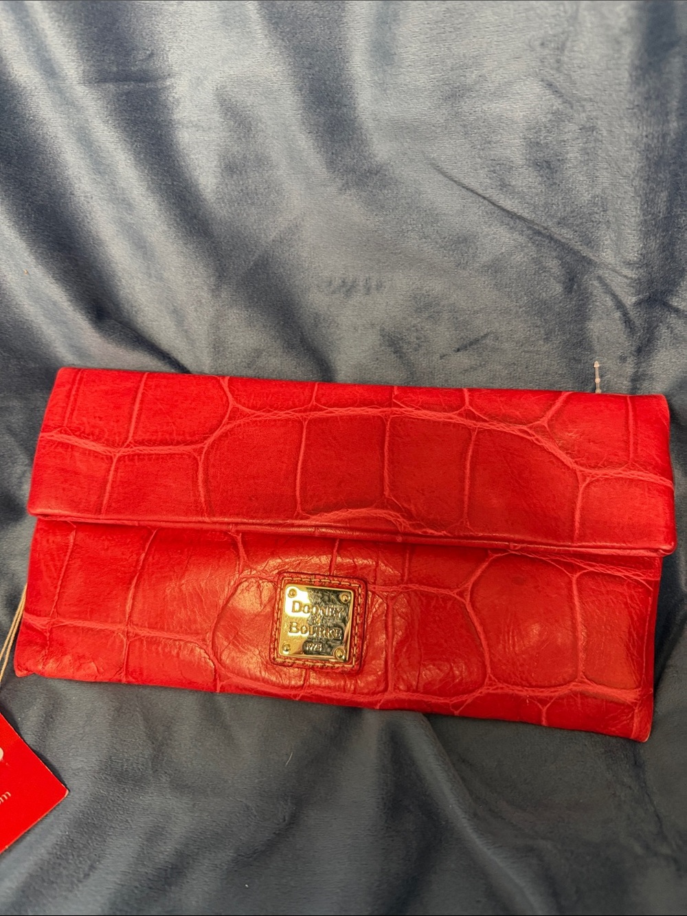 Dooney & Bourke Red Croc-Embossed Leather Fold-Over Clutch
